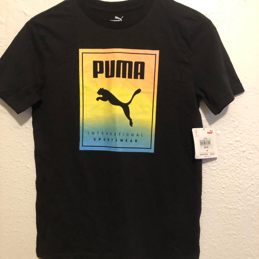PUMA Black Tee with Gradient Logo